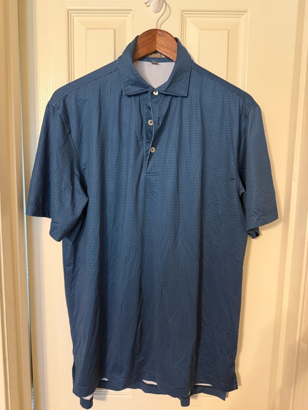 Peter Millar Navy Blue & Red Microdot Short-Sleeve Polo S